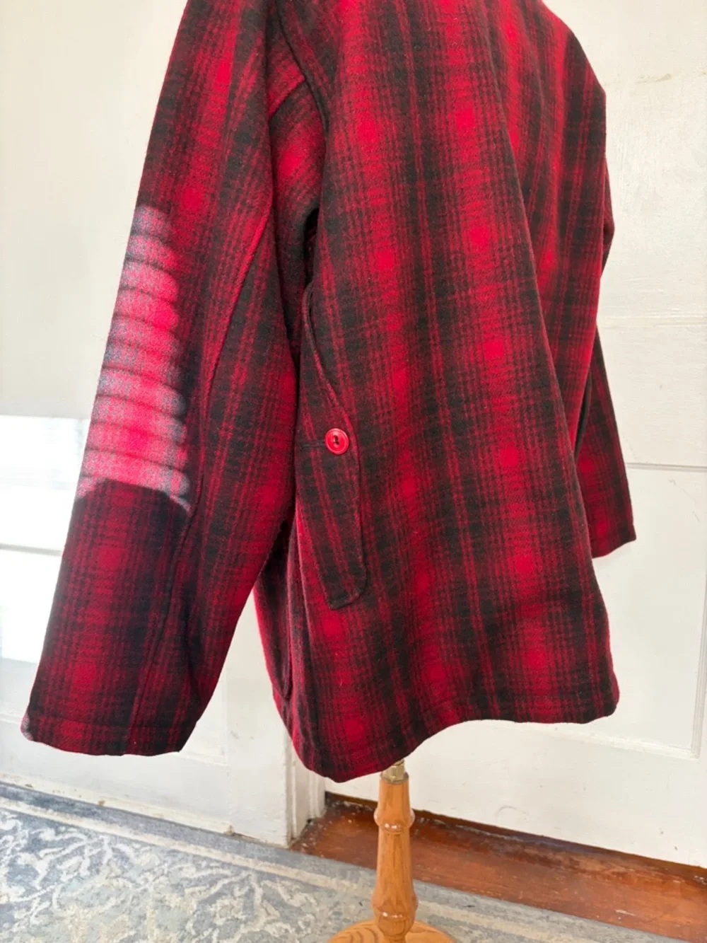 Woolrich Red and Black Plaid Military Field Jacket - Picture 5 of 10